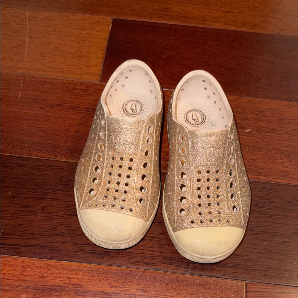 Native Kids Gold Slip-On Sneakers